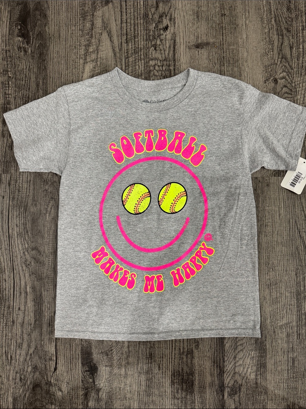 Kids' Gray 'Softball Makes Me Happy' Graphic Tee